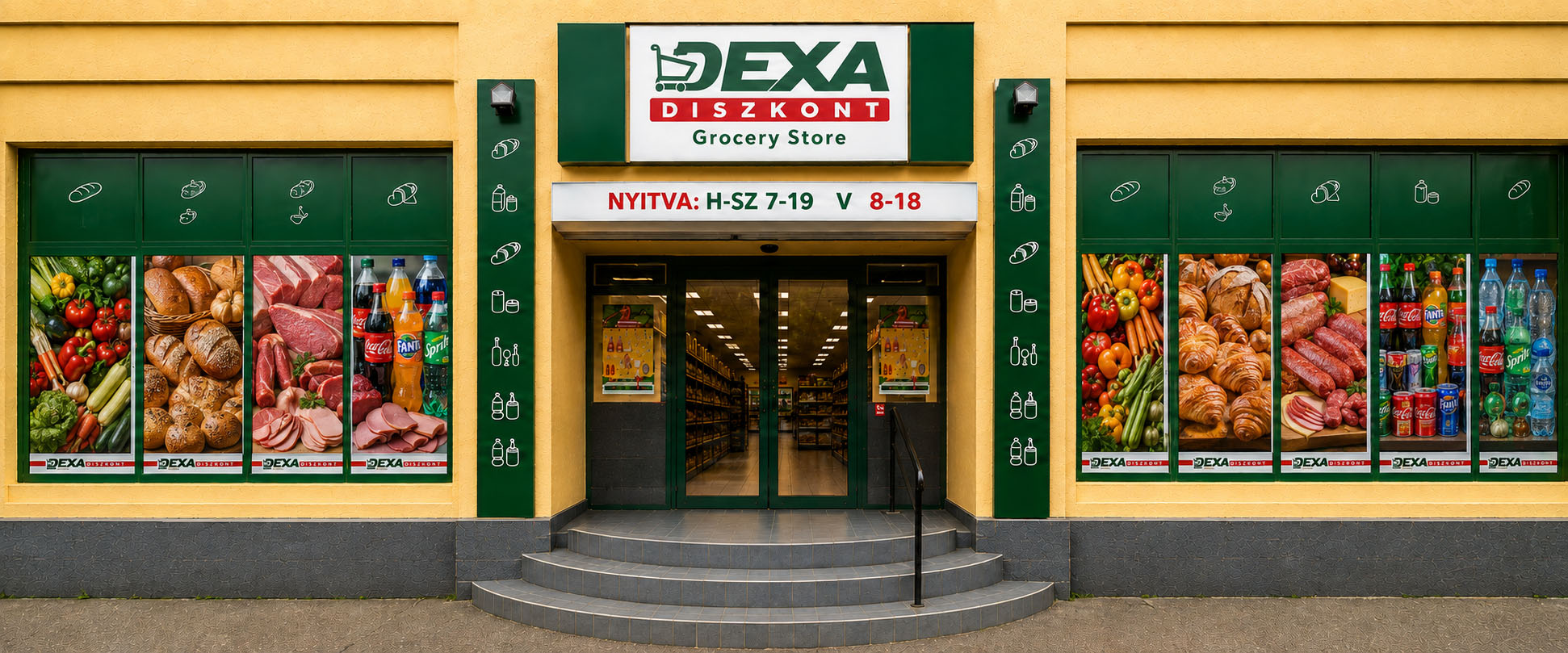 A DEXA Diszkont üzletének bejárata